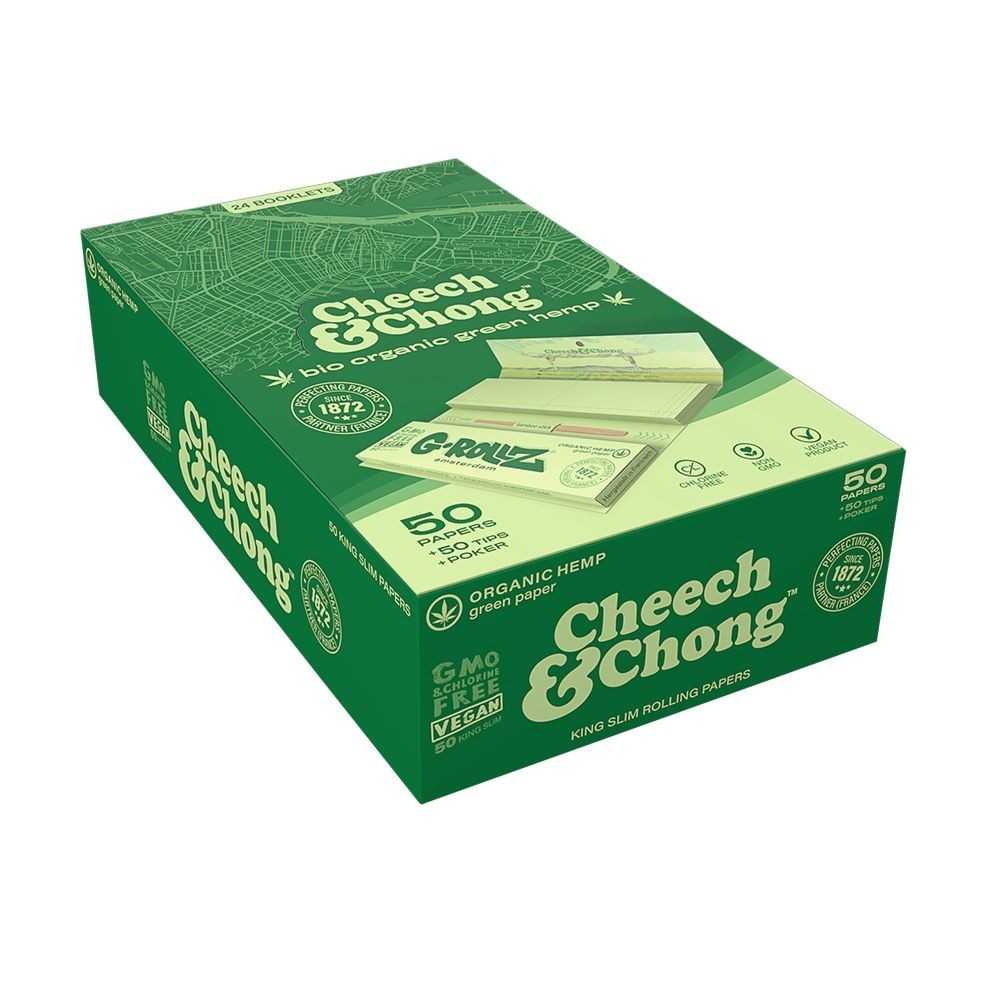 Carton de feuille à rouler G-Rollz Cheech & Chong Bio Green Hemp King Size + Tips G-Rollz Feuille à rouler