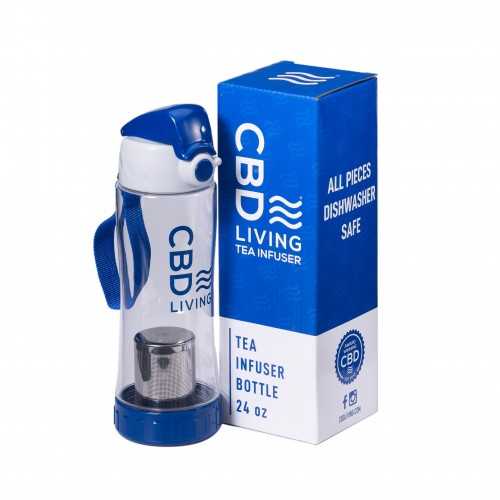 Trinkflasche mit CBD-Infusor LIVING CBD Living Tees und Kräutertees