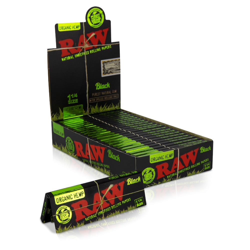 Raw Black Organic Hemp 1 1/4" Leaf Carton RAW Smoking accessories