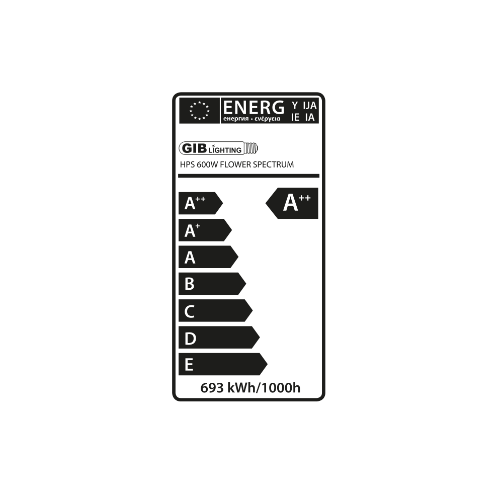 Ampoule GIB Flower Spectrum Xtreme 600W GIB Lighting  simple ended (HP sodium)