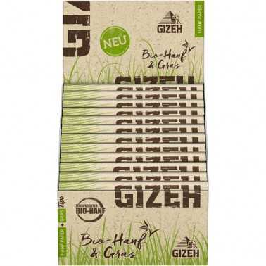 Karton mit GIZEH Bio-Hanf King Size Slim Rolling Paper + Tips Gizeh Blatt zum Rollen
