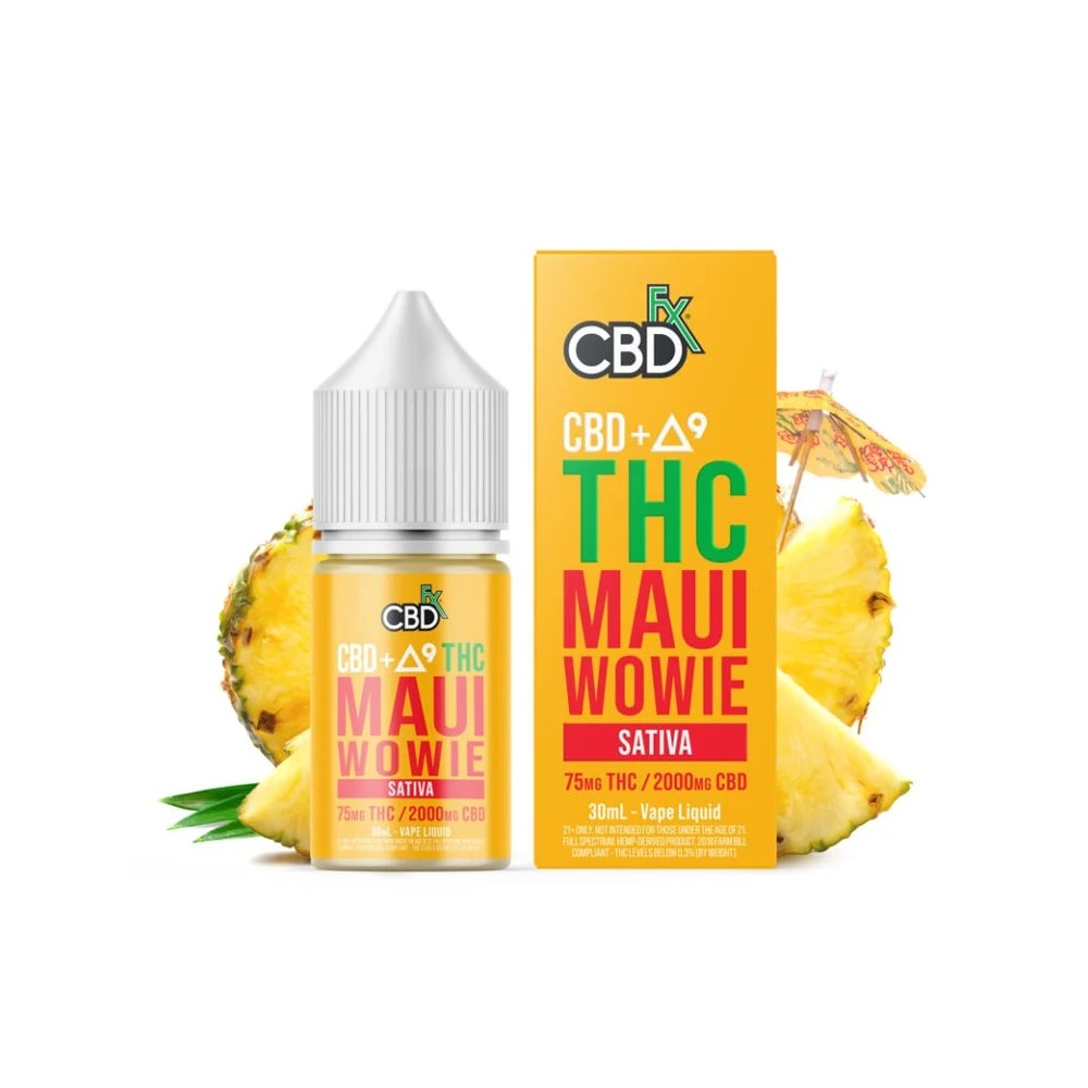 CBD+Delta-9 THC Vape Juice Maui Wowie–Sativa CBDfx - Produits