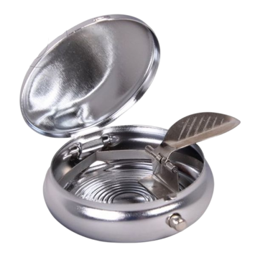 Round chrome pocket ashtray