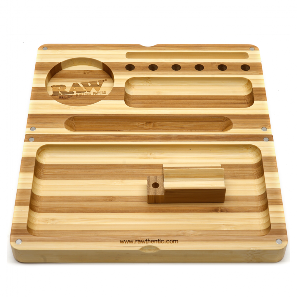BACK FLIP Striped magnetic wooden rolling tray RAW Rolling tray