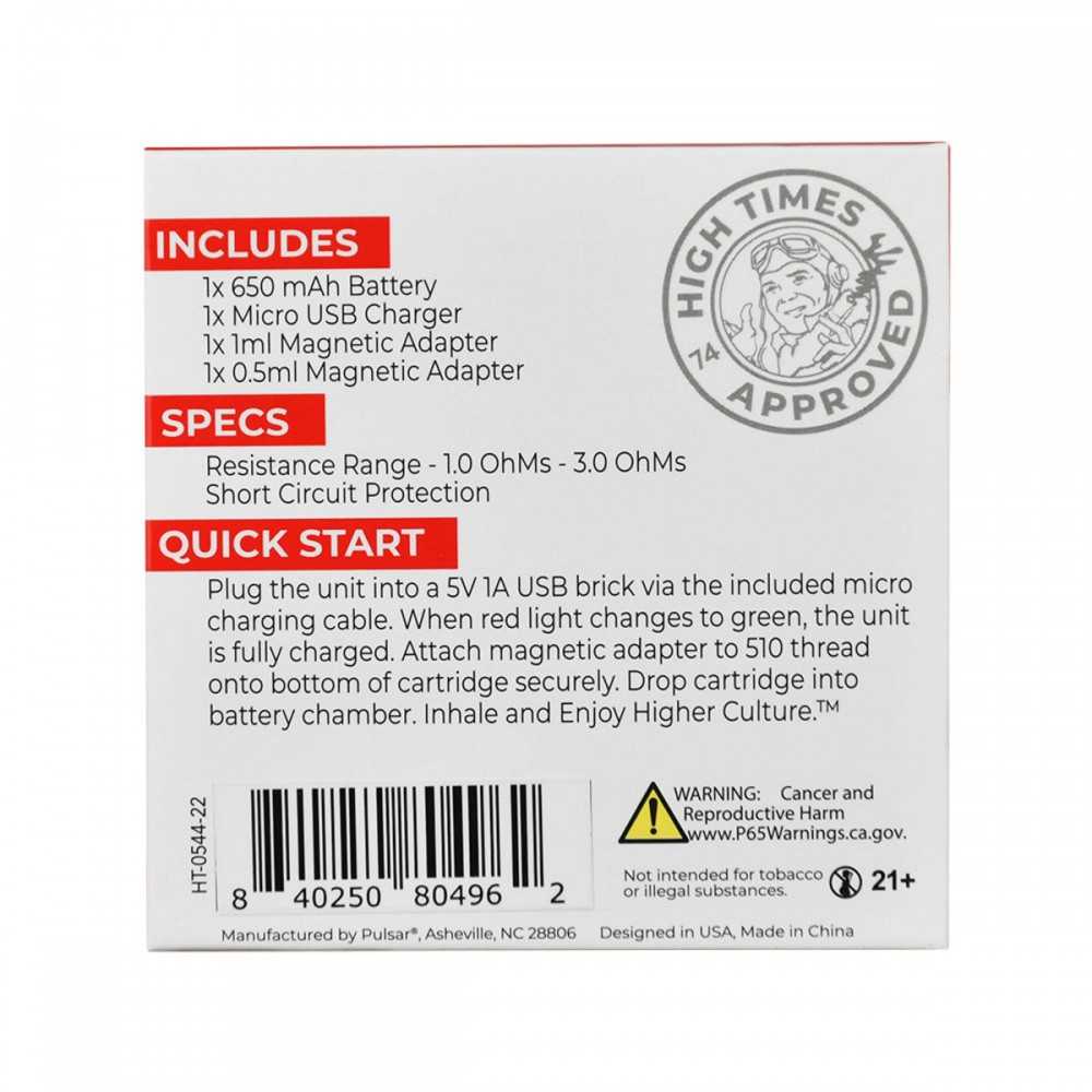 High Times® x Pulsar 510 Obi Auto-Draw Battery 650mAh Pulsar Prodotti