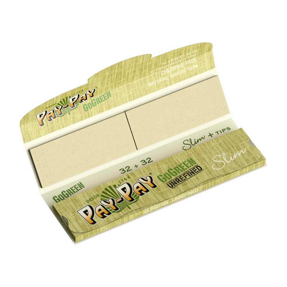 Rolling Paper Pay Pay Go Green King Size Slim Tips (50 Blatt) Pay Pay Blatt zum Rollen