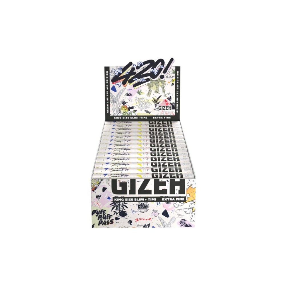 Carton de feuille à rouler GIZEH King Size Slim (Edition 420) + Tips -  Feuille à rouler
