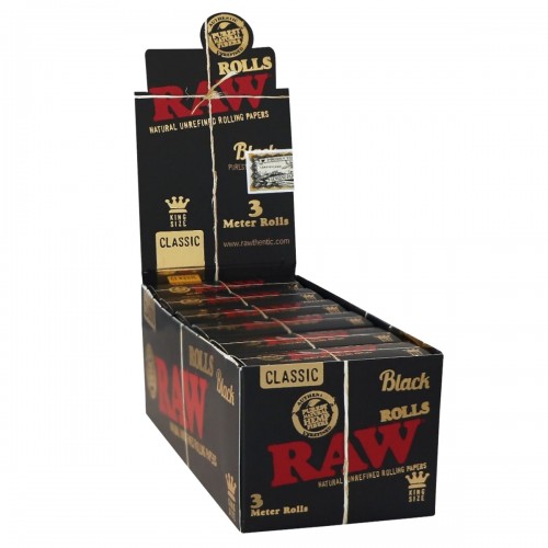 Carton de Rolls Raw Black King Size 3m (12 pièces) RAW Produits