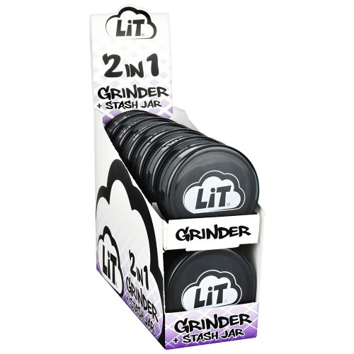 Acrylic Grinder & Stash Jar LiT 2-In-1 Lit Brands Grinders