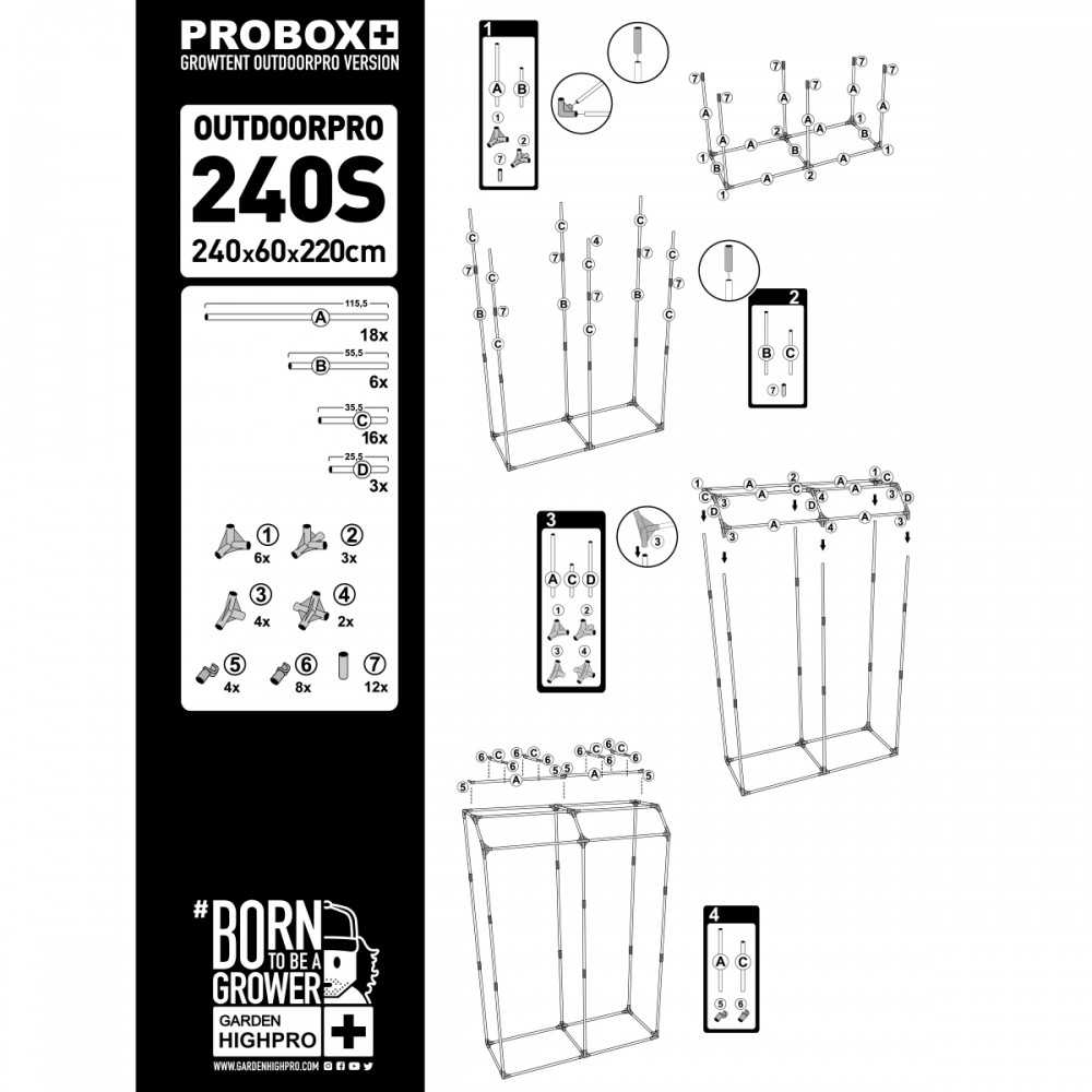 Garden High Pro Pro Box Outdoorpro 240S Garden High Pro Tentes de culture