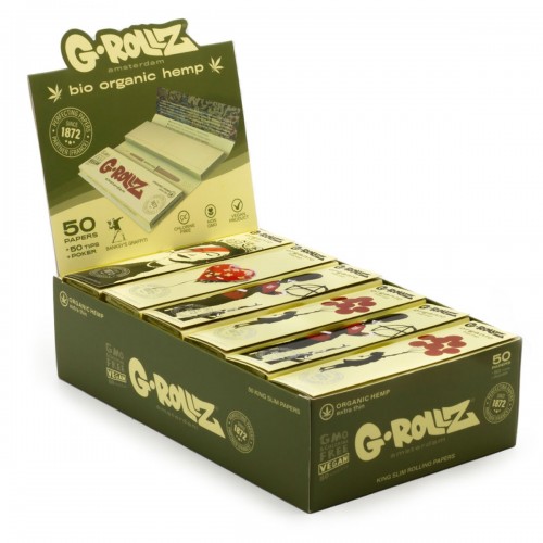 Carton G-Rollz Banksy's Graffiti - King Size Organic Hemp Extra Thin Papers and Tips G-Rollz Feuille à rouler