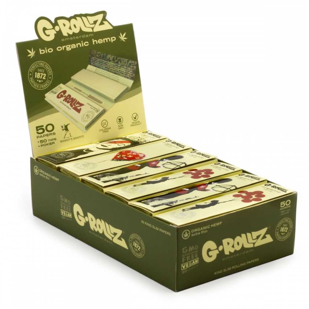 Cardboard G-Rollz Banksy's Graffiti - King Size Organic Hemp Extra Thin Papers and Tips G-Rollz Rolling sheet