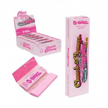 G-Rollz Cheech Chong Lightly Dyed Pink King Slim Papers + Tips Display 24St G-Rollz Produkte