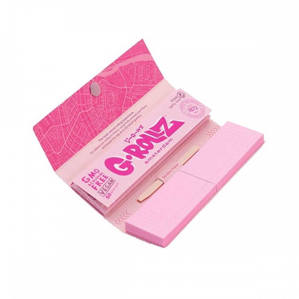 G-Rollz Cheech Chong Lightly Dyed Pink King Slim Papers + Tips Display 24St G-Rollz Produkte