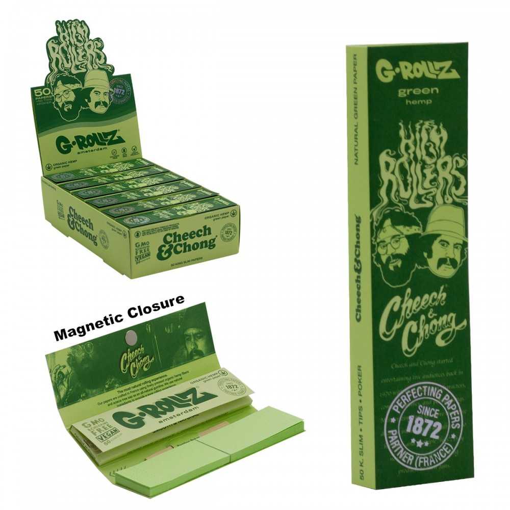 G-Rollz Carta verde di canapa organica Cheech Chong + espositore di suggerimenti G-Rollz Prodotti