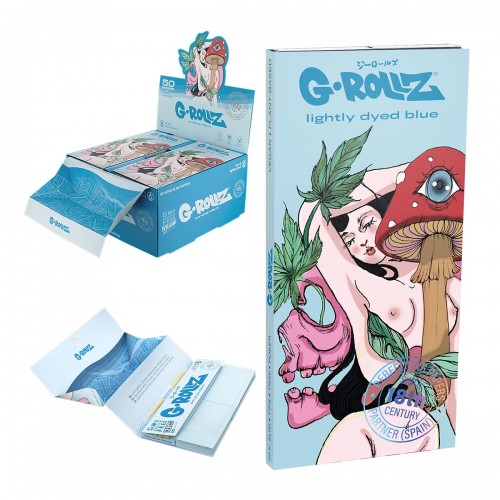 G-Rollz Collector 'Mushroom Lover' Lightly Dyed Blue - 50 KS Slim Papers + Tips & Tray G-Rollz Produits