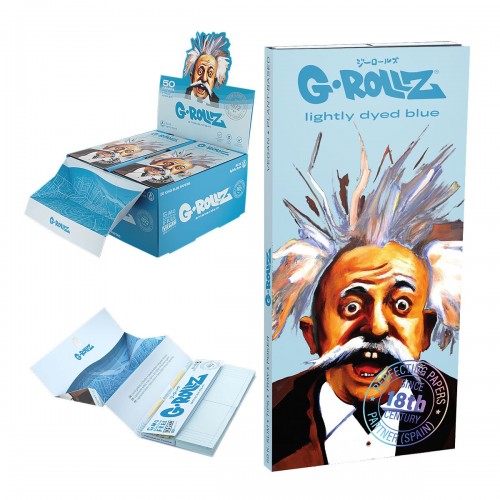 G-Rollz Collector 'Genius' Lightly Dyed Blue - 50 KS Slim Papers + Tips & Tray G-Rollz Produits