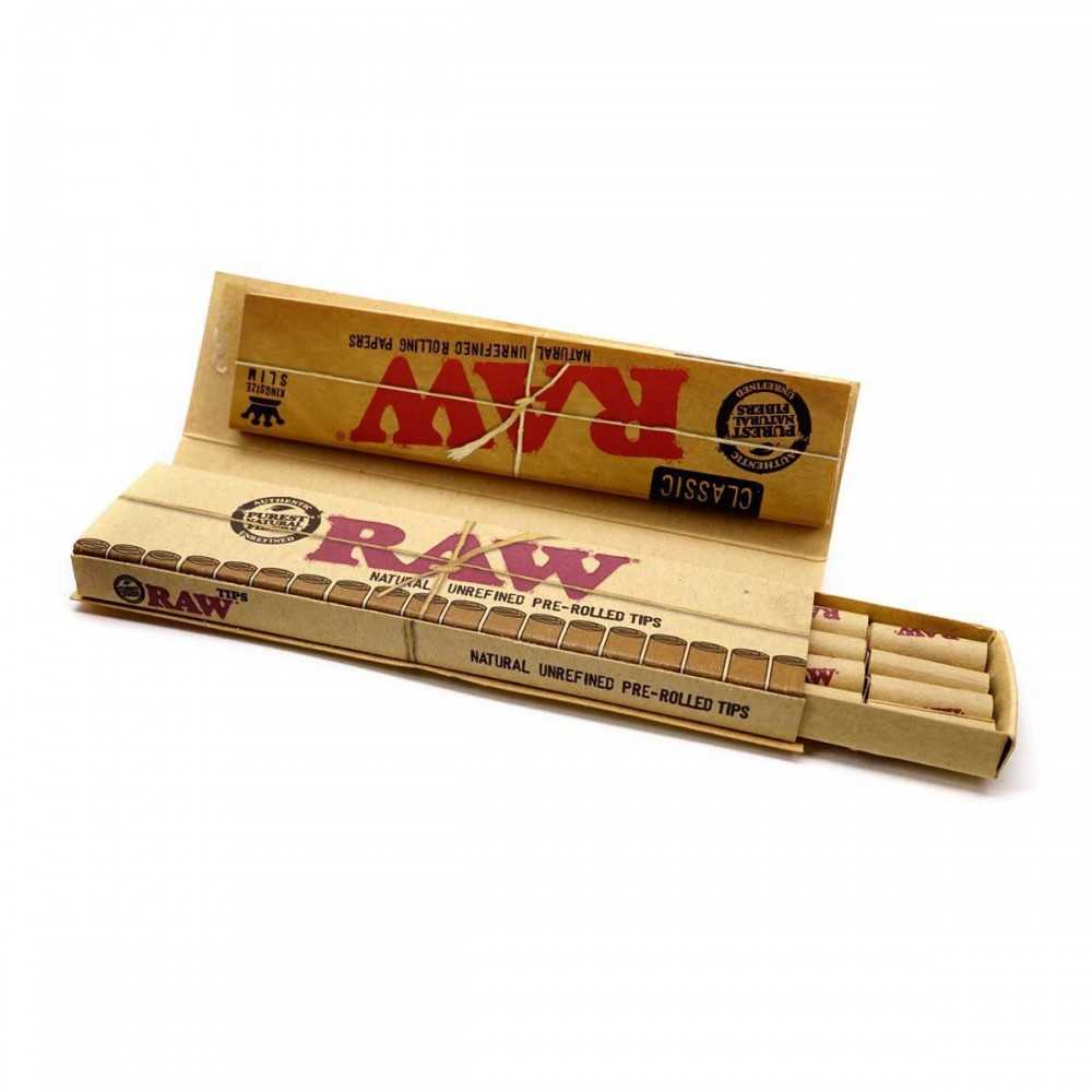 Carton Raw Slim Connoisseur + Tips pré-roulé RAW Feuille à rouler