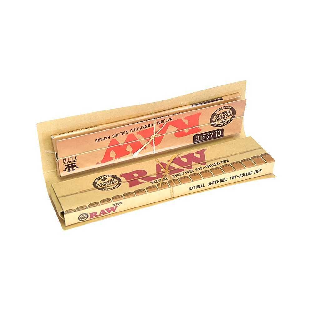 Carton Raw Slim Connoisseur + Tips pré-roulé RAW Feuille à rouler