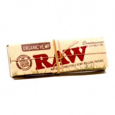 Raw Slim Organic Connoisseur Small 11/4 + tips RAW Feuille à rouler