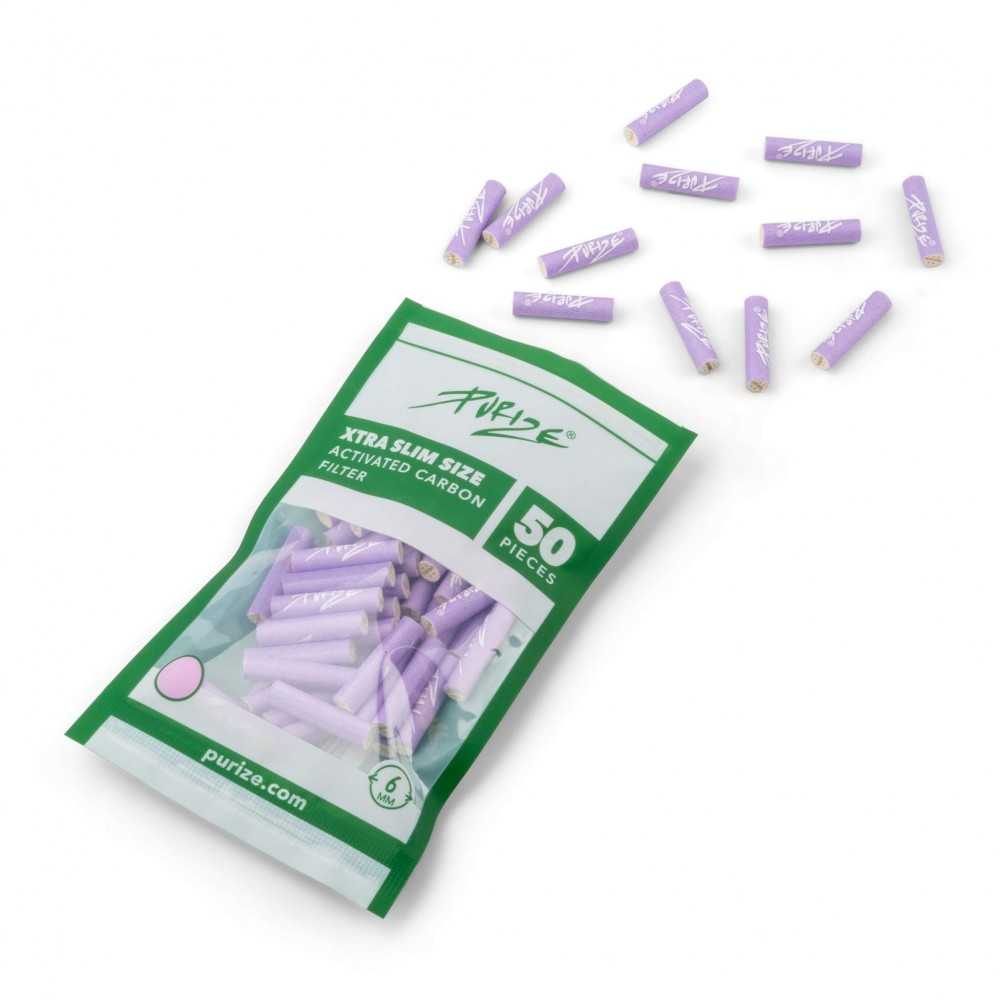 PURIZE® Filtro a carbone attivo Xtra Slim VIOLET (50 pezzi) 6 mm Purize filters Prodotti