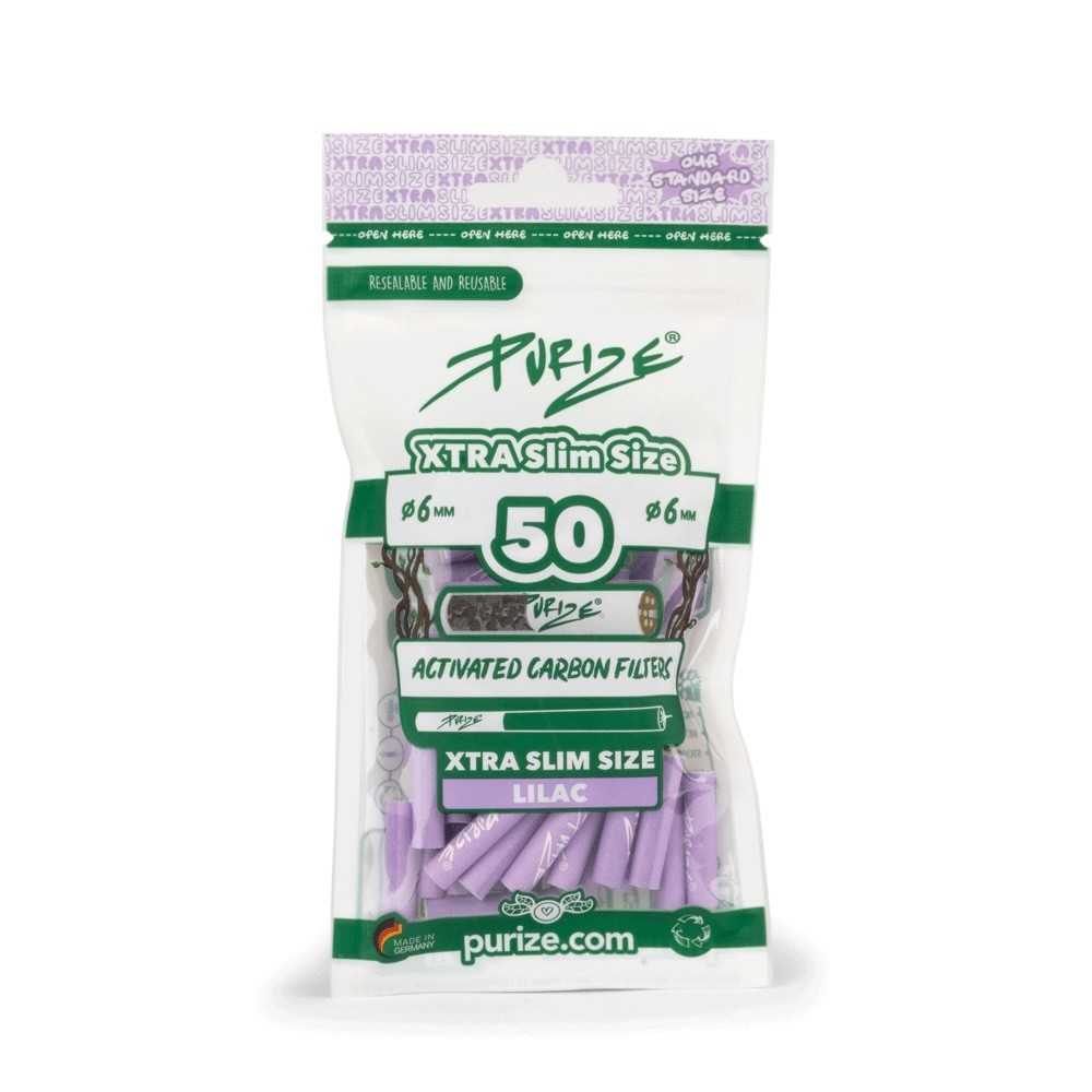 PURIZE® Xtra Slim Activated Carbon Filter VIOLET (50 pcs.) 6mm Purize filters Products