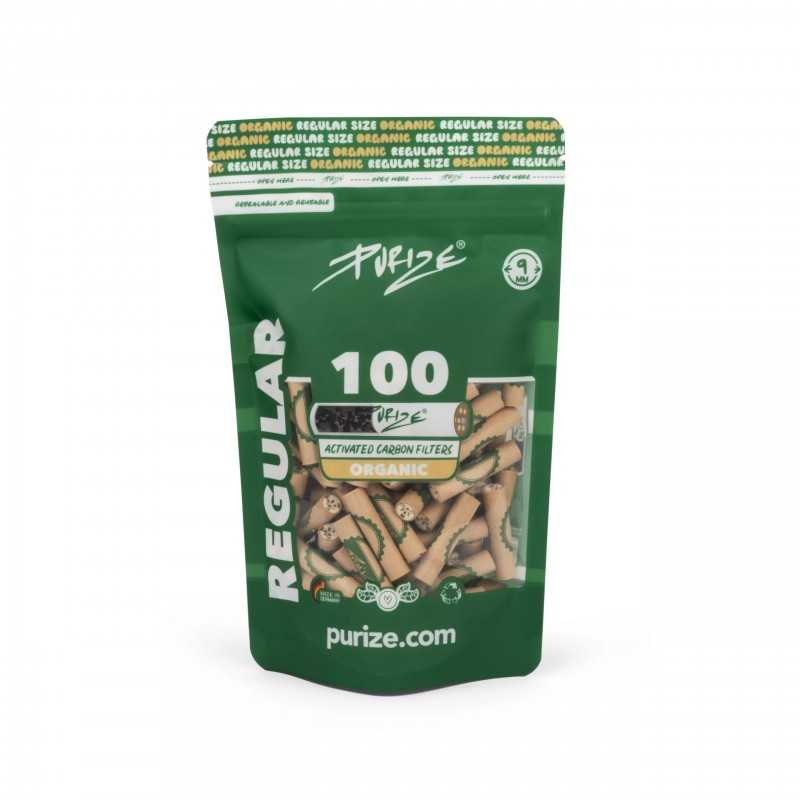 PURIZE® Regulärer Aktivkohlefilter Organic (100 Stück) 9mm Purize filters Produkte