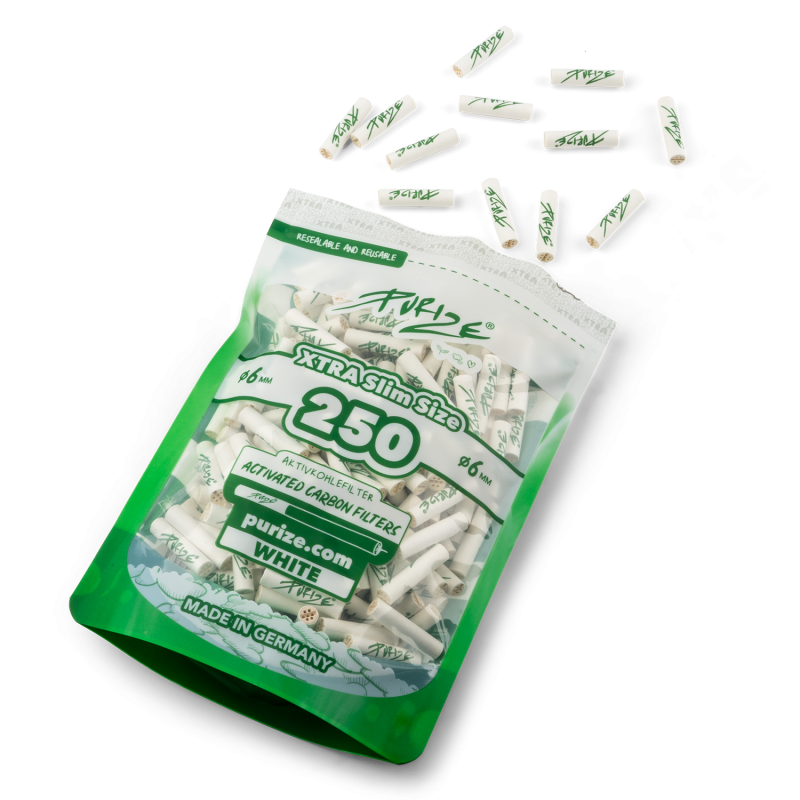 PURIZE® Xtra S White activated carbon filter 250 pcs 6mm Purize filters Products