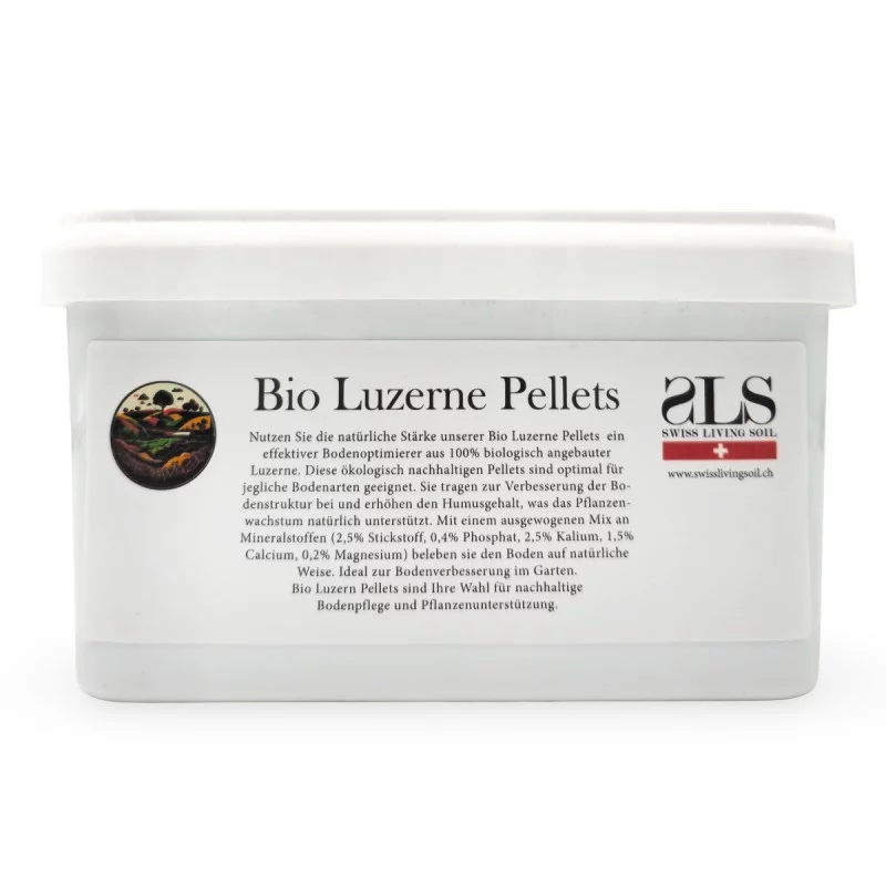 Swiss Living Soil Pellet di erba medica biologica 1,5 kg Swiss Living Soil Prodotti