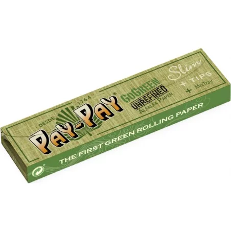 Rolling Paper Pay Pay Go Green King Size Slim + Tips + Tray Pay Pay Blatt zum Rollen