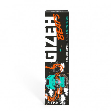 Carte da rollare GIZEH Beats Swiss EDT Kingsize Slim Papers + Active Tips Display 16pcs Gizeh Foglio di laminazione