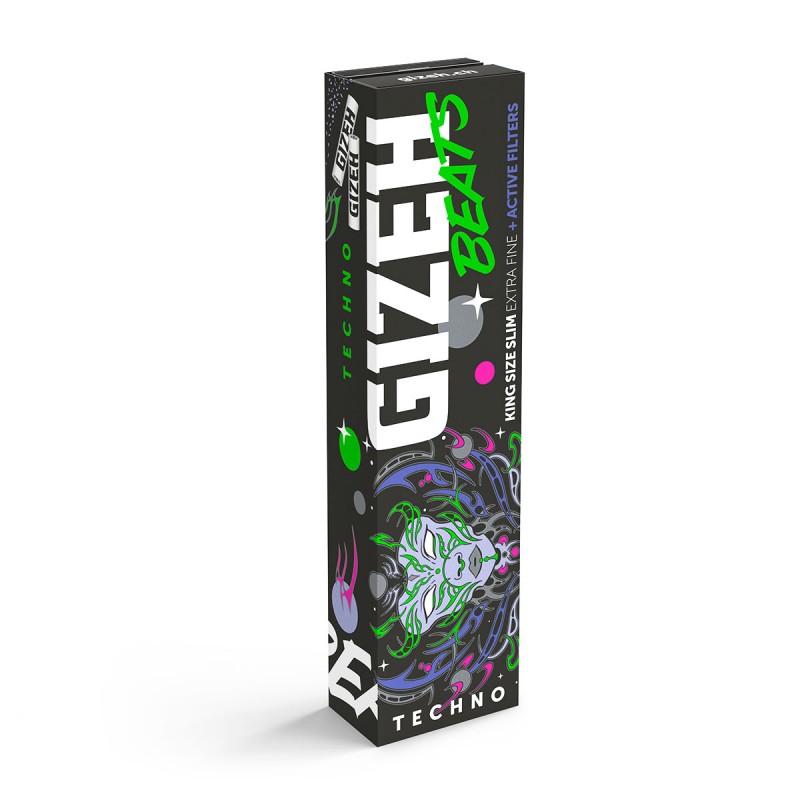 Carte da rollare GIZEH Beats Swiss EDT Kingsize Slim Papers + Active Tips Display 16pcs Gizeh Foglio di laminazione