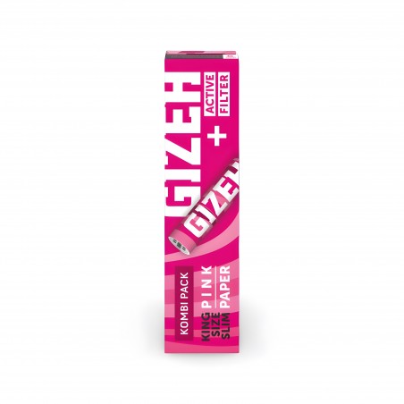 GIZEH Pink King Size Slim Papers + Active Tips Display 16pcs Gizeh Rolling sheet