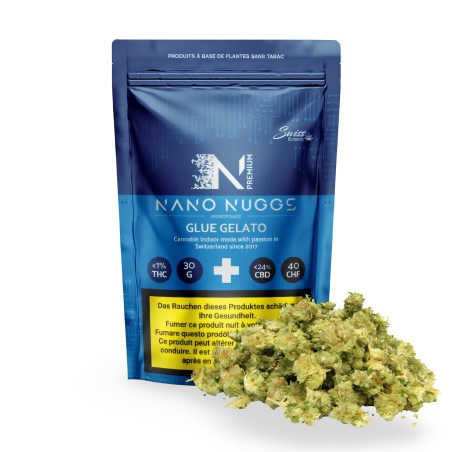Fleurs de CBD Swiss Botanic "Glue Gelato" Nano Nuggs Indoor 30g Swiss Botanic Fleurs et Hash de CBD