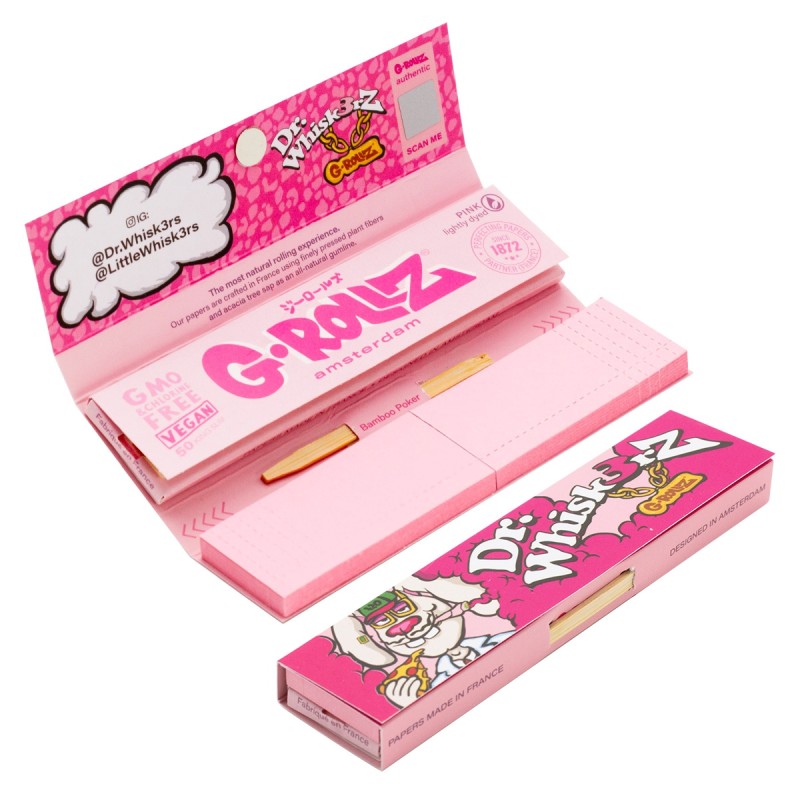 G-Rollz 'Dr. Whiskerz' Lightly Dyed Pink KS Slim Papers + Tips G-Rollz Produkte