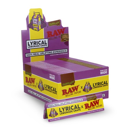 Cartone di fogli per arrotolare RAW x Lyrical Lemonade King Size Wide Grape RAW Accessori per fumatori