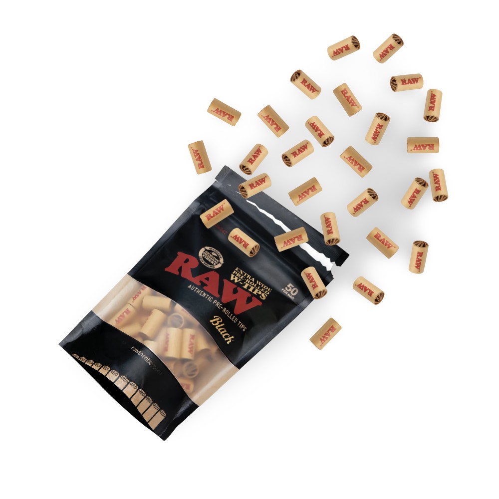 Confezione da 50 filtri pre-rollati Raw Black Extra Wide W-Tips RAW Filtri (carbone attivo, cartone, cellulosa e altri)