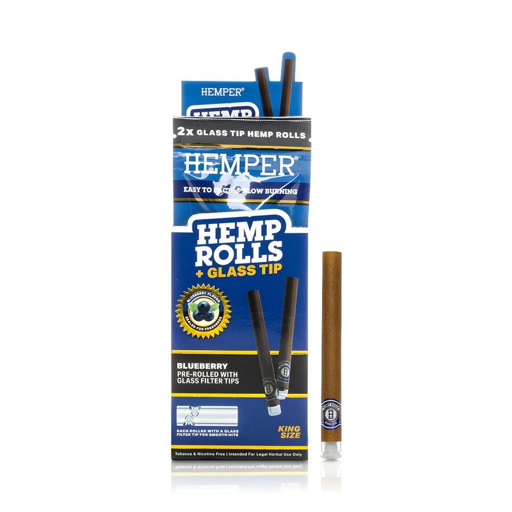 Hemper Hemp Rolls Blueberry + Glass Tips King Size Hemper Smoking accessories