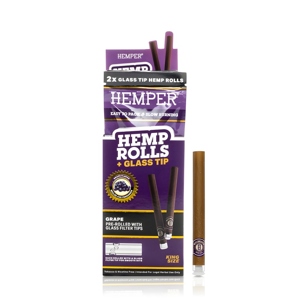 Hemper Hemp Rolls Grape + Glass Tips King Size Hemper Smoking accessories