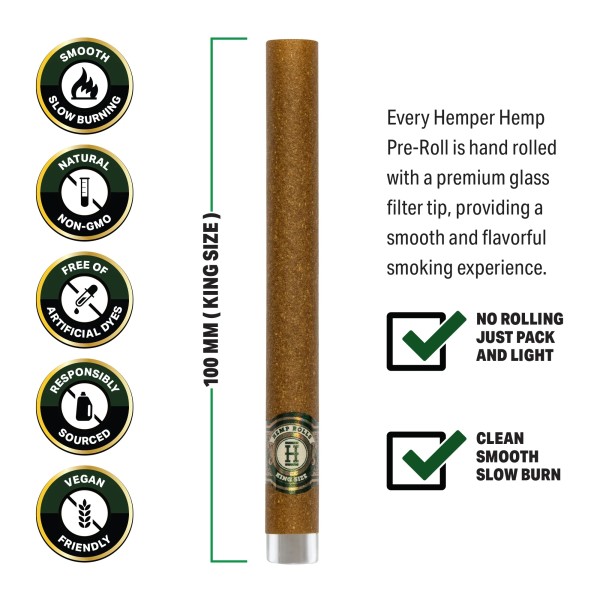 Hemper Hemp Rolls Sweet + Glass Tips King Size Hemper Accessoires fumeurs