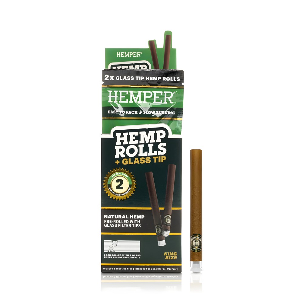 Hemper Hemp Rolls Natural + Glass Tips King Size Hemper Smoking accessories