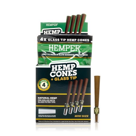 Hemper Hemp Cones Natural + Glass Tips Mini (4 pieces) Hemper Blunts