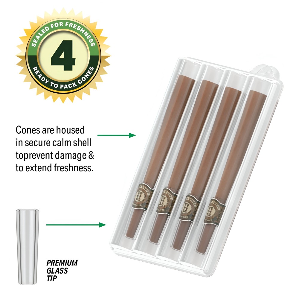 Hemper Hemp Cones Grape + Glass Tips Mini (4 pieces) Hemper Blunts