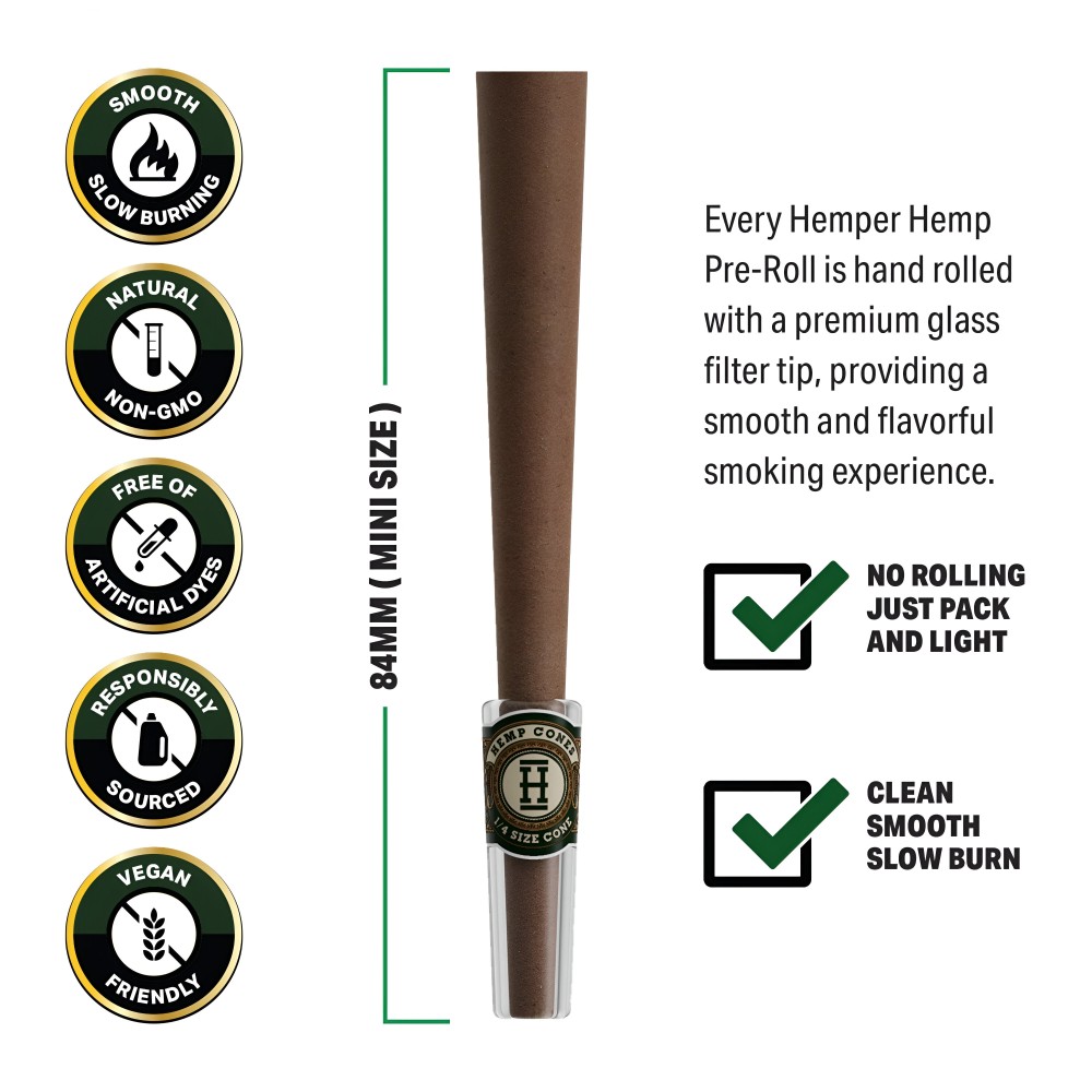 Coni di canapa Hemper Grape + punte di vetro Mini (4 pezzi) Hemper Blunt