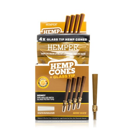 Hemper Hemp Cones Honey + Glass Tips Mini (4 pieces) Hemper Blunts