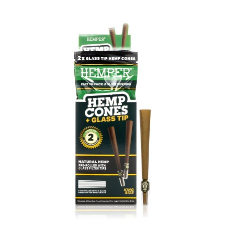 Hemper Hemp Cones Natural + Glass Tips King Size Hemper Raucherzubehör