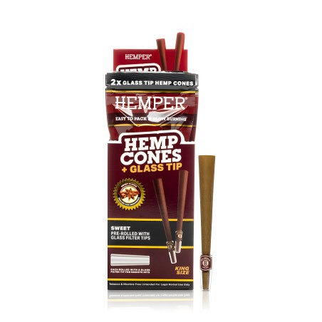 Coni di canapa Hemper dolci + punte di vetro Dimensione King Hemper Accessori per fumatori
