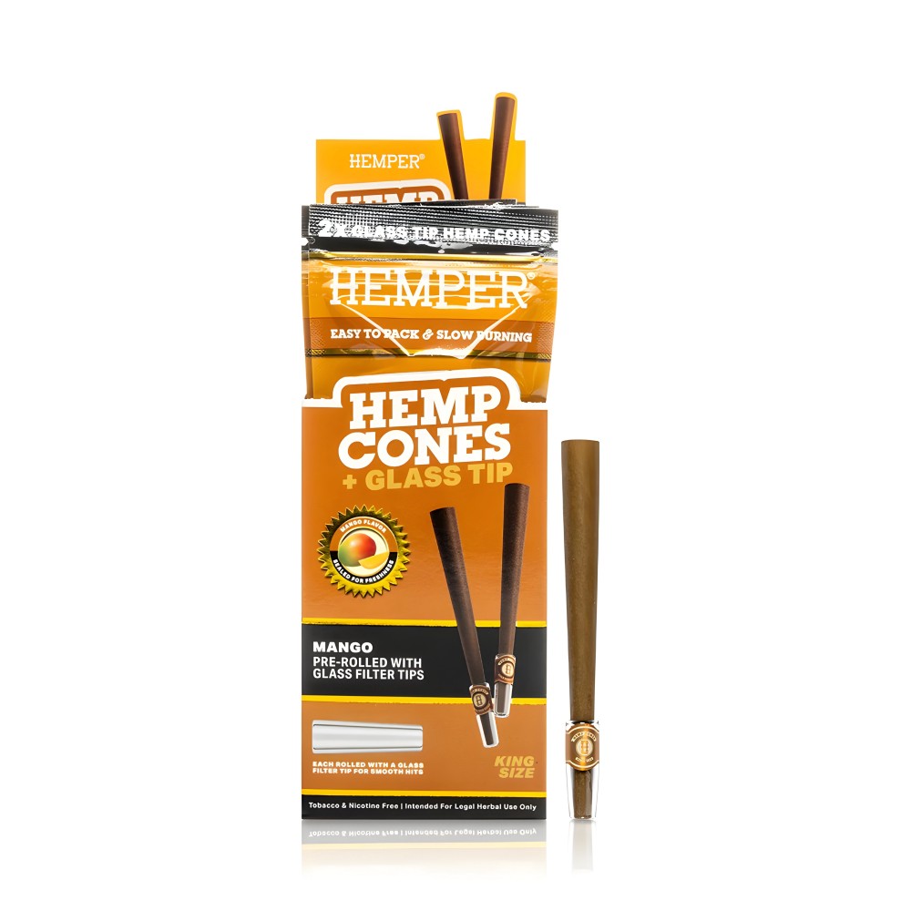 Hemper Hemp Cones Mango + Glass Tips King Size Hemper Raucherzubehör