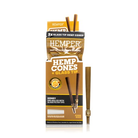 Coni di canapa Hemper Miele + punte di vetro Dimensione King Hemper Accessori per fumatori