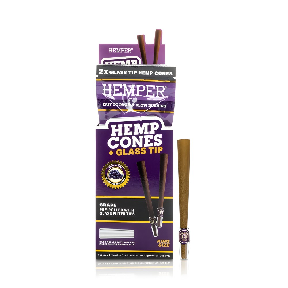 Hemper Hemp Cones Grape + Glass Tips King Size Hemper Raucherzubehör